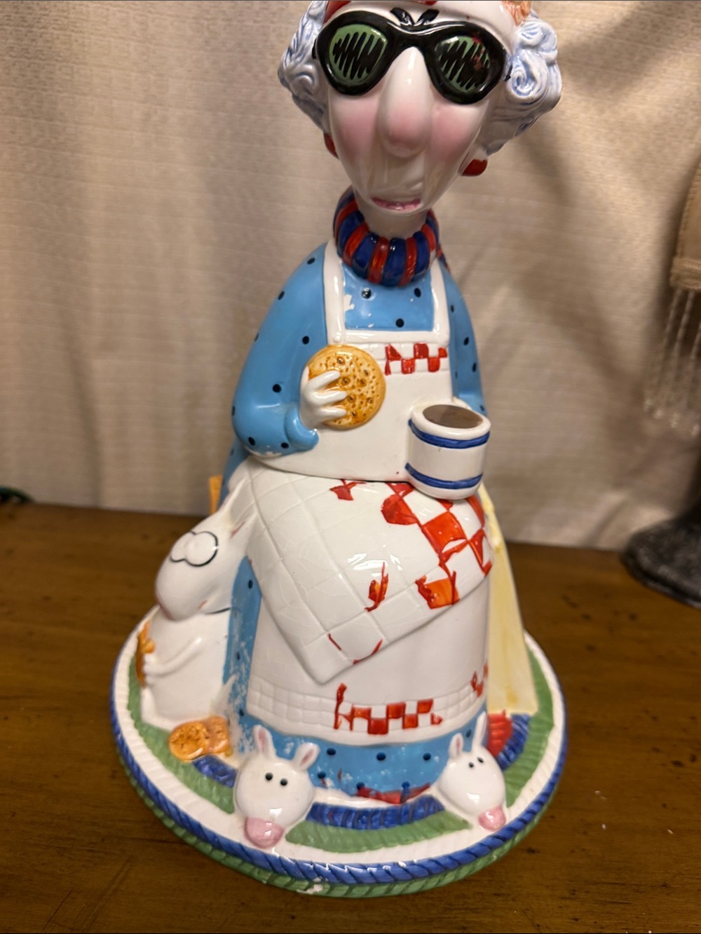 Hallmark Blue White Red Ceramic Cookie Jar Figurine